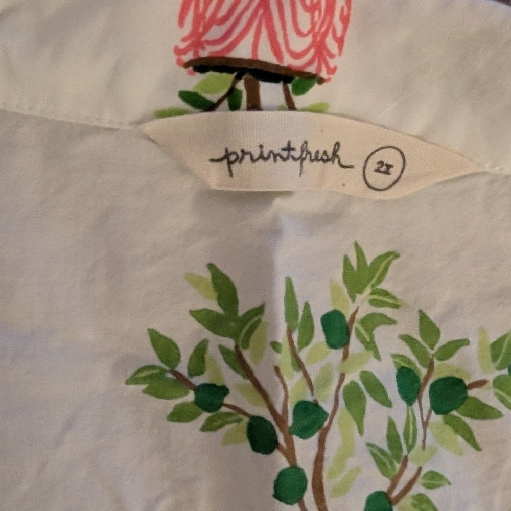 Printfresh Women's Organic Cotton Pajama Set Potted Plant Citrus Print- 2X - Picture 4 of 9